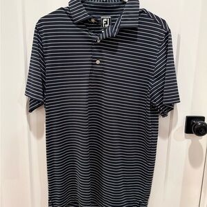 FootJoy Men's Navy and White Striped Polo
